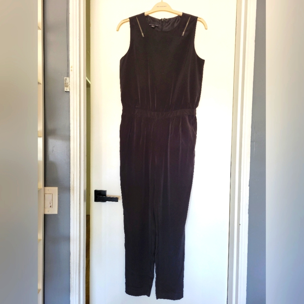 NWT attention Zip Front Cargo Style‎ Black Jumpsuit Sleveless Size M